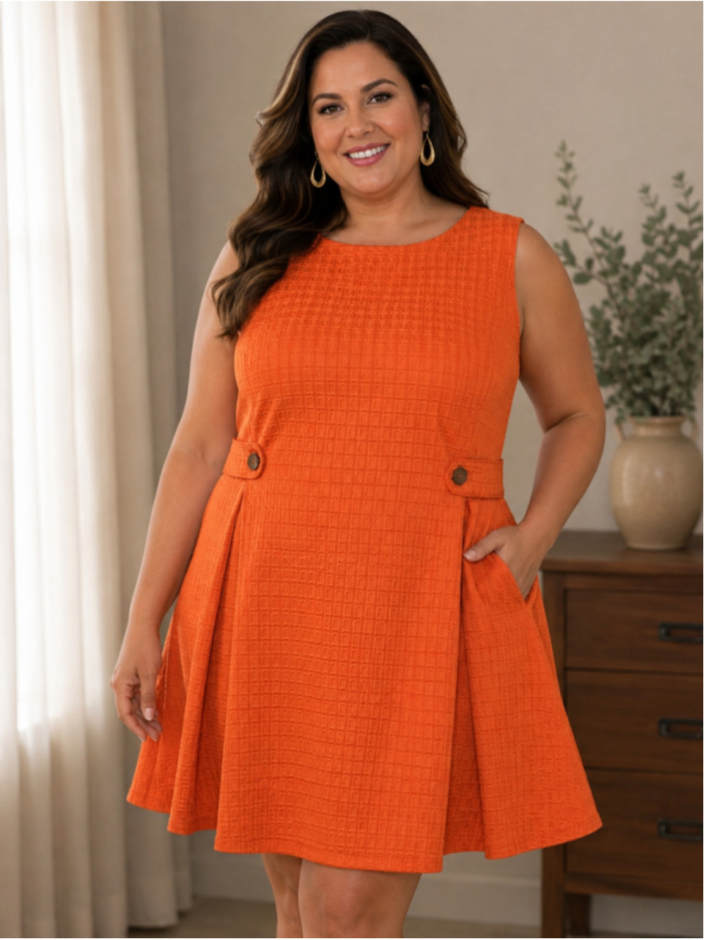 Women's ModCloth Orange Sleeveless Mini Dress Size 2X